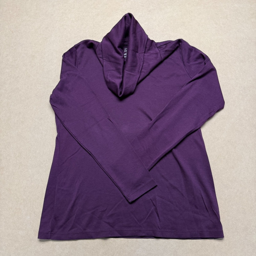 L.L. Bean Cowl Neck Shirt Womens Medium Purple Outdoors Supima Cotton Hiking